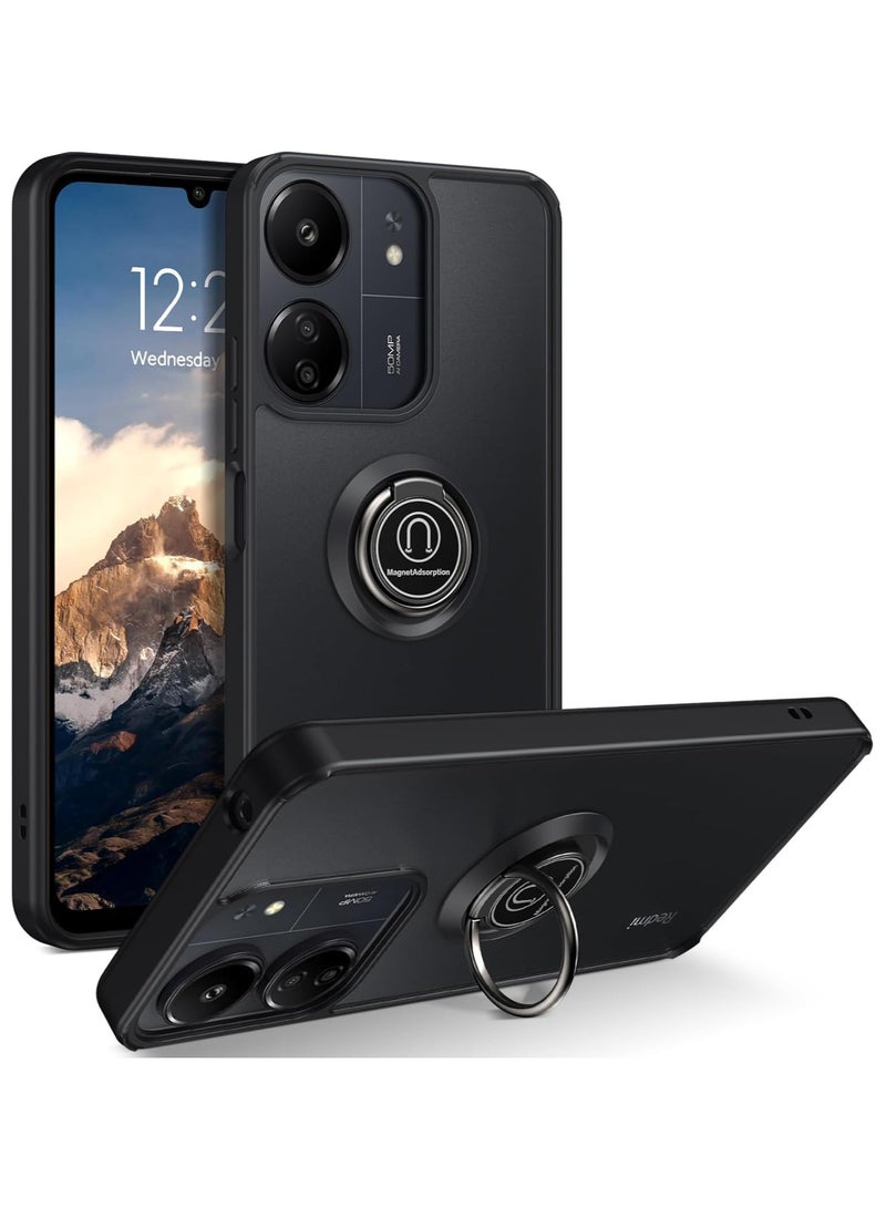 Case For Xiaomi Redmi 13C Rotational Metal Ring Grip Kickstand Cover Magnetic Car Mount Holder Case Shockproof TPU Bumper Protection Case for Redmi 13C - Image 1
