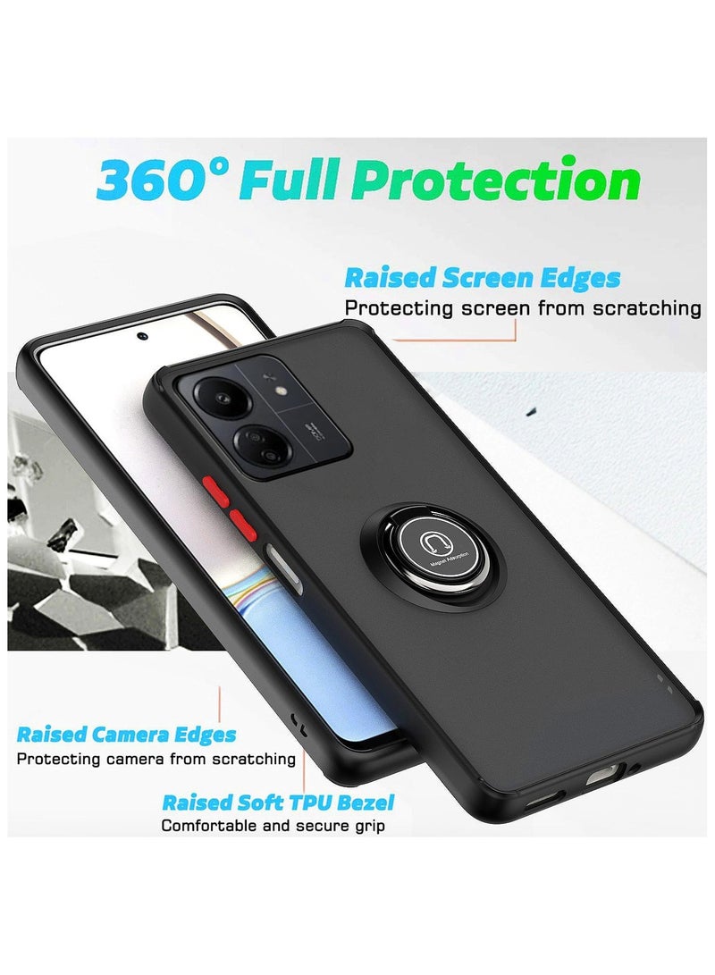 Case For Xiaomi Redmi 13C Rotational Metal Ring Grip Kickstand Cover Magnetic Car Mount Holder Case Shockproof TPU Bumper Protection Case for Redmi 13C - Image 4