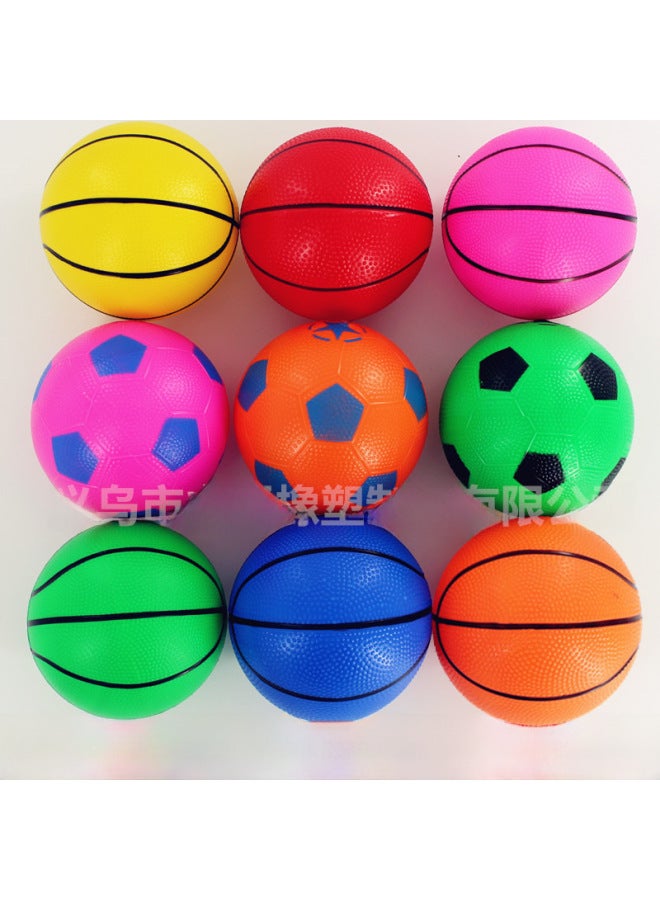 Pvc Inflatable Toy Mini Basketball Hoop Ball 16cm Baby Blue Ball Children Training Toy Small Basket For Kids-Color:Orange Green Pink Blue Red Yellow Multicolor Basketball Mixed-Diameter:16cm  - Image 1