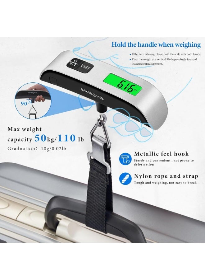 MOMENT Digital Hanging Luggage Scale, Portable Handheld Baggage Weight Scale 50kg/110lb, Travel Suitcase Weighing Scale with LCD Display, Temperature Sensor, Key Lock, Hook - Image 3