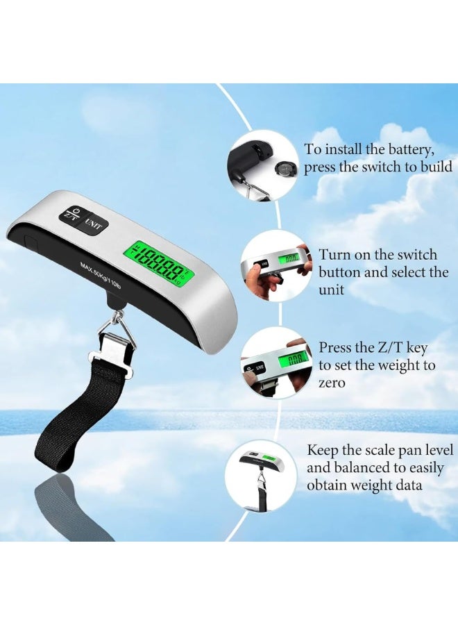 MOMENT Digital Hanging Luggage Scale, Portable Handheld Baggage Weight Scale 50kg/110lb, Travel Suitcase Weighing Scale with LCD Display, Temperature Sensor, Key Lock, Hook - Image 4