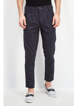 Men Regular Fit Textured Chino Pants, Navy