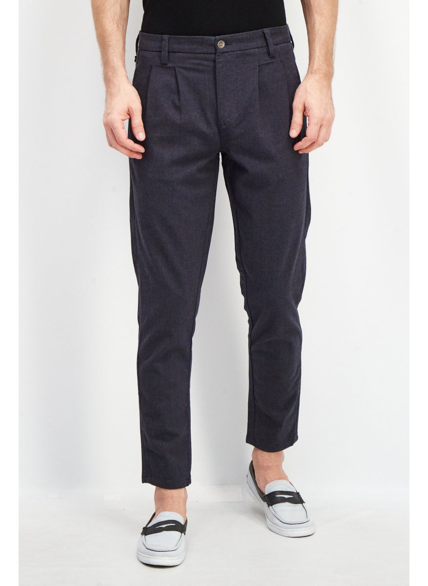 Sorbino - Men Regular Fit Textured Chino Pants, Navy - Image 1