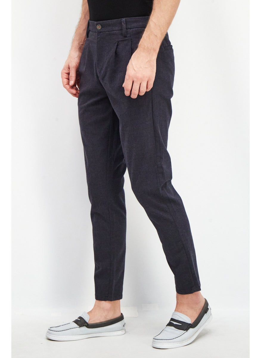 Sorbino - Men Regular Fit Textured Chino Pants, Navy - Image 1