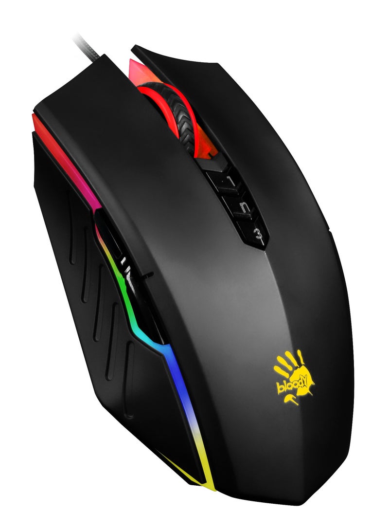 Bloody 70 Light Strike Gaming Mouse, PMW3327 Gaming Engine, 6,200 CPI, Metal X'Glide Armor Boot,Extreme Core 4, 6 Sniper Modes, Ultra Core 3 & 4 Activated, Matte Black  - Image 2