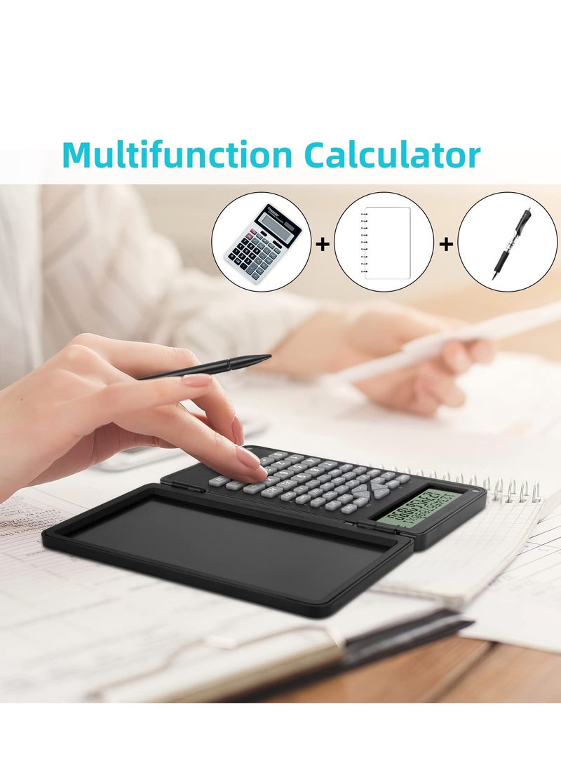 Scientific Calculator, Foldable Portable Desktop Calculator with Erasable Writing Board 10 Digit LCD Display Physical Geometry Calculator for Students Teachers Office Business High School-Black - Image 2