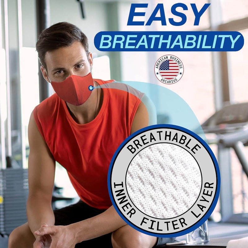 Arcarius Breathable Sports Face Mask – Moisture Wicking Gym & Travel Fit (3-Pack) - Image 3