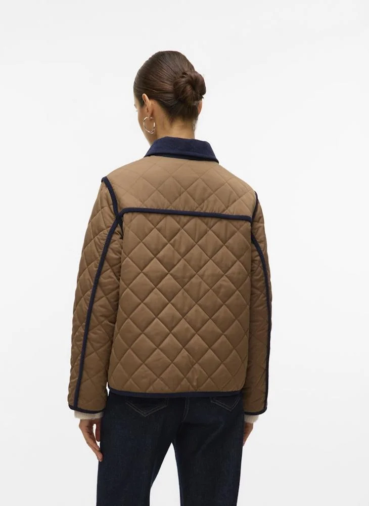 VERO MODA Short Quilted Jacket with Collar