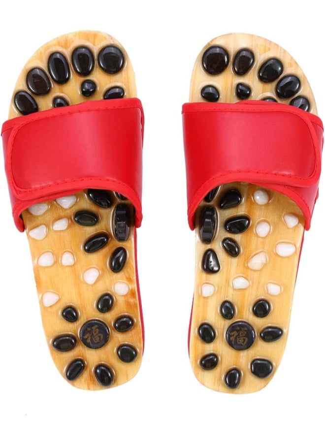 silvercnc Foot Massage Slippers, Reflexology Naturopathy Acupuncture Massage Sandals for Men Women(40(CN)红色)  - Image 1
