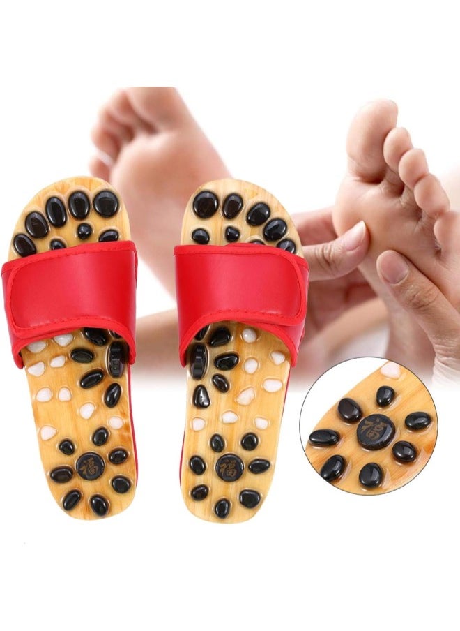 silvercnc Foot Massage Slippers, Reflexology Naturopathy Acupuncture Massage Sandals for Men Women(40(CN)红色)  - Image 4