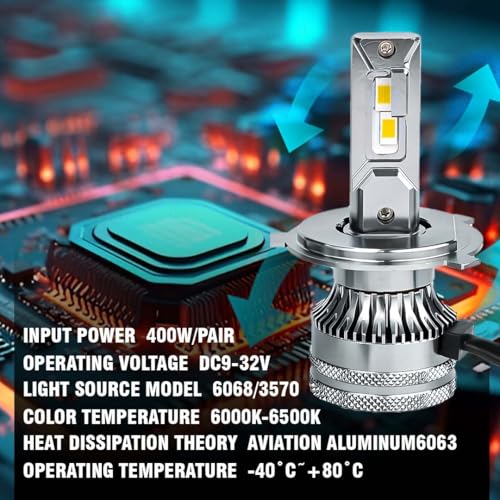 MOTO GENIUS Super Bright 100W LED Headlight Conversion Kit for Car & Motorbike | Waterproof, High Performance, Energy Efficient, Steel & Aluminium Housing – Easy Install(H4) - Image 3