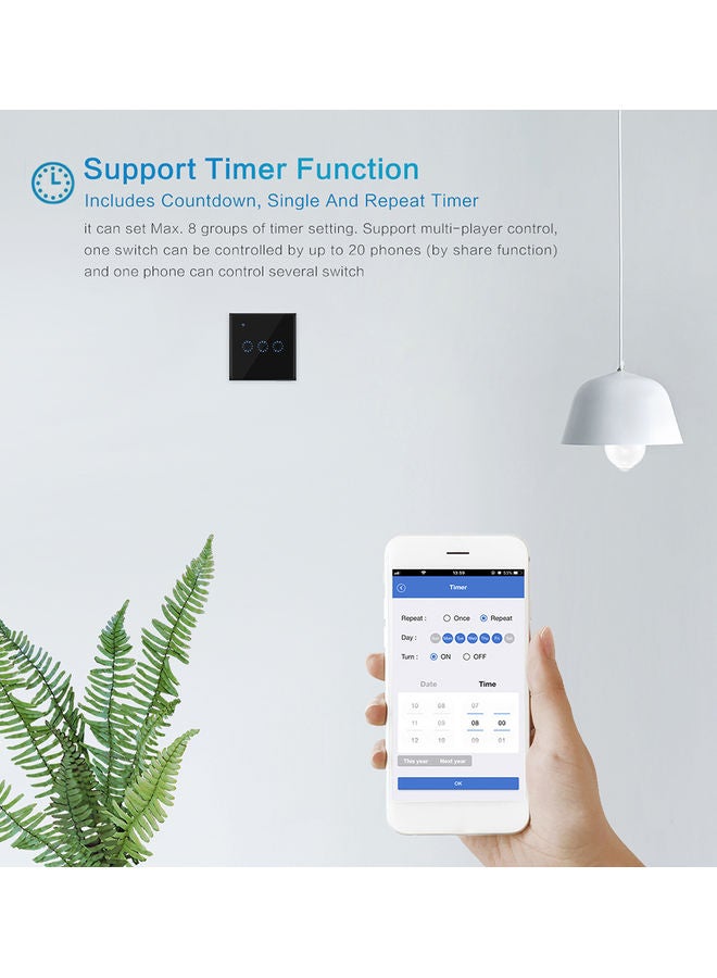 NIBEMINENT Wi-Fi Smart Light Switch with Screws Black - Image 3