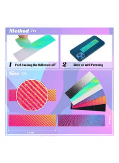 Y&D 72Pcs Decompression Anxiety Sensory Stickers Fidget Textured Strips Toys Anti Stress Tactile Rough Calm Adhesives Relief for Adults Teens Desk ClassroomGradient color  - Image 2