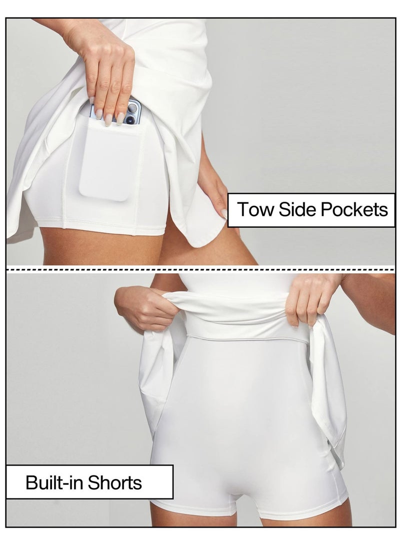 COYO Tennis Dress with Built in Shorts and Bra Athletic Dress for Women Summer Cut Out Twisted Golf Workout Dress M - Image 4