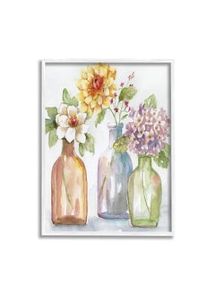 Stupell Industries Stupell Industries Three Flower Jars Lilacs Dahlia Magnolia Spring Florals, Design by Nan White Framed Wall Art, 24 x 30  - Image 1