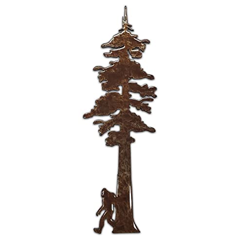 SQUATCH METALWORKS Bigfoot Gift - Redwood Tree with Bigfoot Magnet, Stone Tumbled, Unique Gift for Sasquatch Fans, Hiking, Camping, Pacific Northwest - Image 1