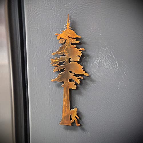 SQUATCH METALWORKS Bigfoot Gift - Redwood Tree with Bigfoot Magnet, Stone Tumbled, Unique Gift for Sasquatch Fans, Hiking, Camping, Pacific Northwest - Image 4