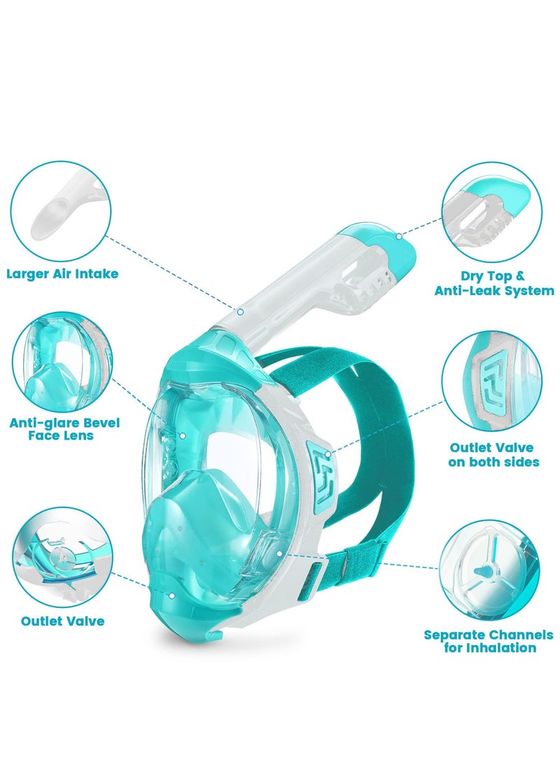 Excefore Snorkel Mask, Full Face Snorkel Mask,Snorkeling Gear for Adults Kids,Diving Mask, Mask and Snorkel with Detachable Camera Mount,180 Degree Panoramic View Anti-Leak Anti-Fog - Image 2