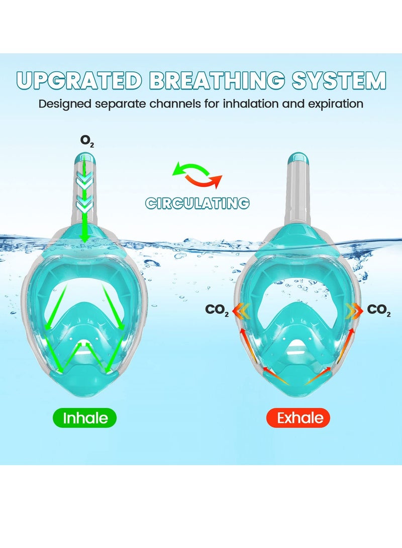 Excefore Snorkel Mask, Full Face Snorkel Mask,Snorkeling Gear for Adults Kids,Diving Mask, Mask and Snorkel with Detachable Camera Mount,180 Degree Panoramic View Anti-Leak Anti-Fog - Image 3
