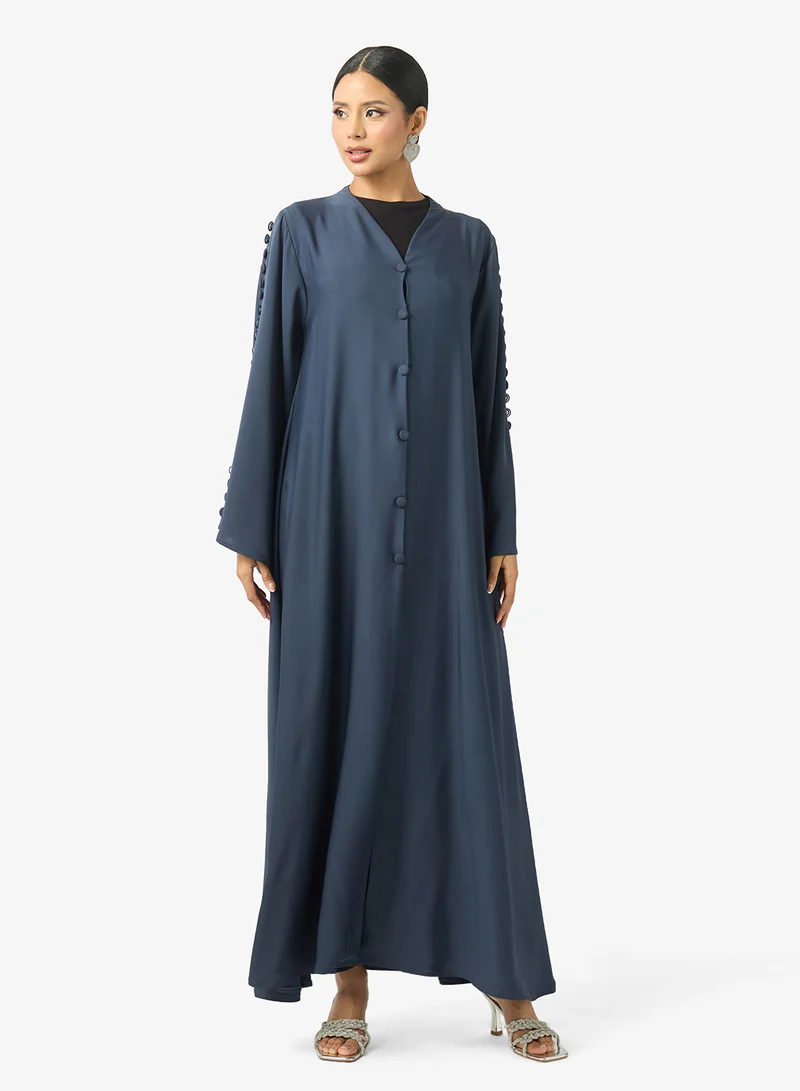 hayas closet  Button Detailed Flared Sleeve Abaya for Women | Best Price UAE