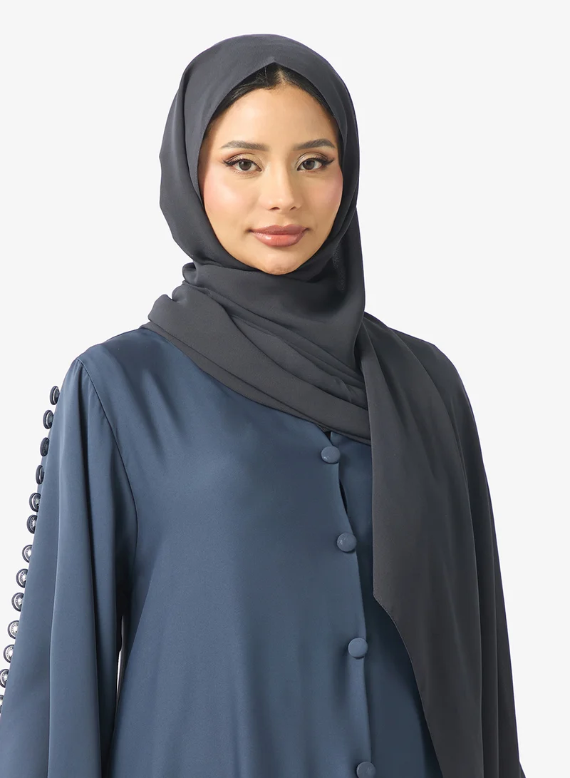 hayas closet  Button Detailed Flared Sleeve Abaya for Women | Best Price UAE