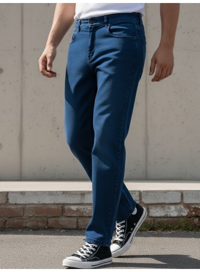 RIGO Navy Blue Stretchable Straight Fit Jeans for Men - Image 1