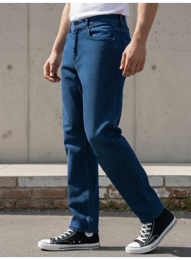 RIGO Navy Blue Stretchable Straight Fit Jeans for Men - Image 3