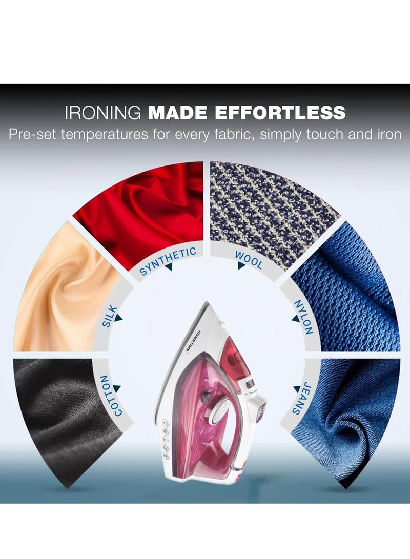 Wtrtr HOMETIME 2200W Steam Iron,Ceramic Coated Sole plate,1 Years Warranty.112BS-R (Rosy)  - Image 2
