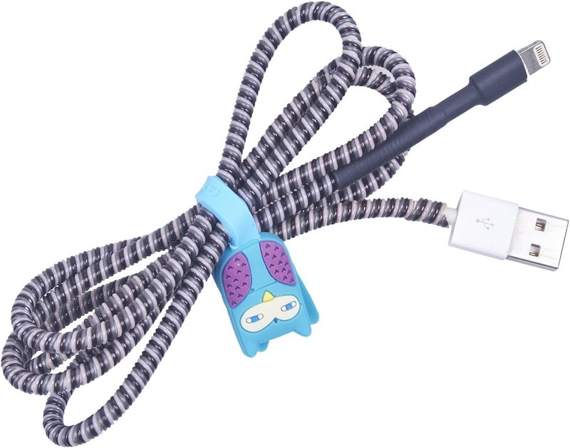Florican Full Size 1.4 Meter (2 Pcs) Spiral Cable Protector Suitable for All iPhone/Android Mobile Charging Cables (Black) - Image 3