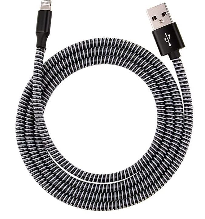 Florican Full Size 1.4 Meter (2 Pcs) Spiral Cable Protector Suitable for All iPhone/Android Mobile Charging Cables (Black) - Image 2