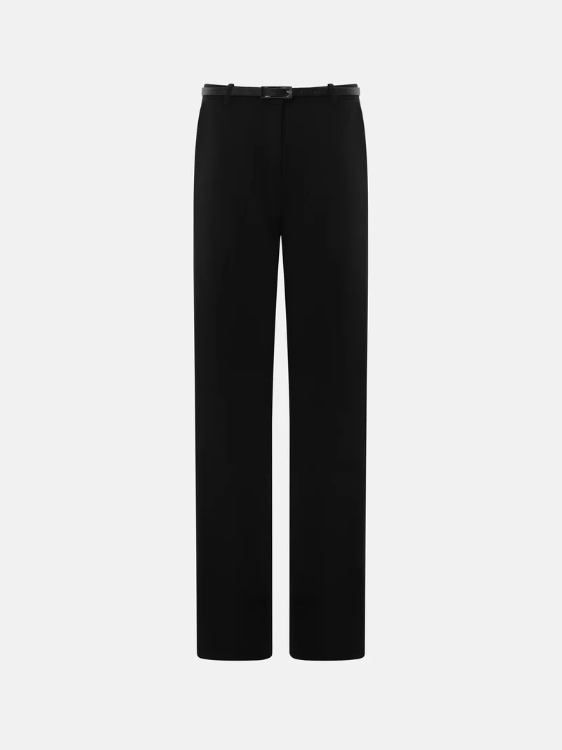ليتشي Low-rise straight-leg trousers with eco-leather belt