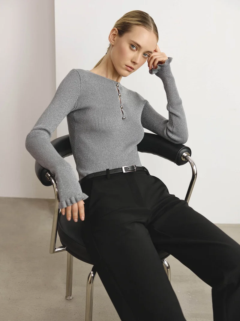 Lichi  Low-rise straight-leg trousers with eco-leather belt  | Best Price UAE