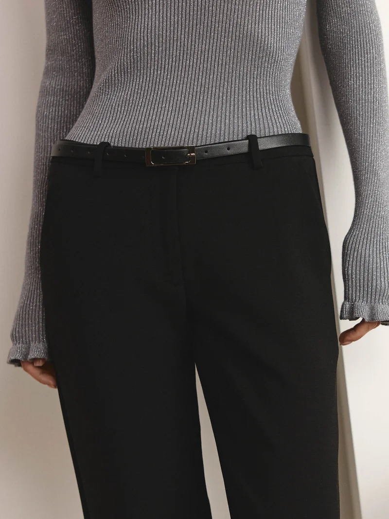Lichi  Low-rise straight-leg trousers with eco-leather belt  | Best Price UAE