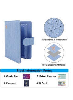 Excefore KASTWAVE Passport Holder, Passport Holder Card Slots, Creative Aircraft Certificate Storage Bag, Cute Passport Cover for Women and Men, Waterproof Rfid Blocking Travel Wallet (Wood blue)  - Image 4