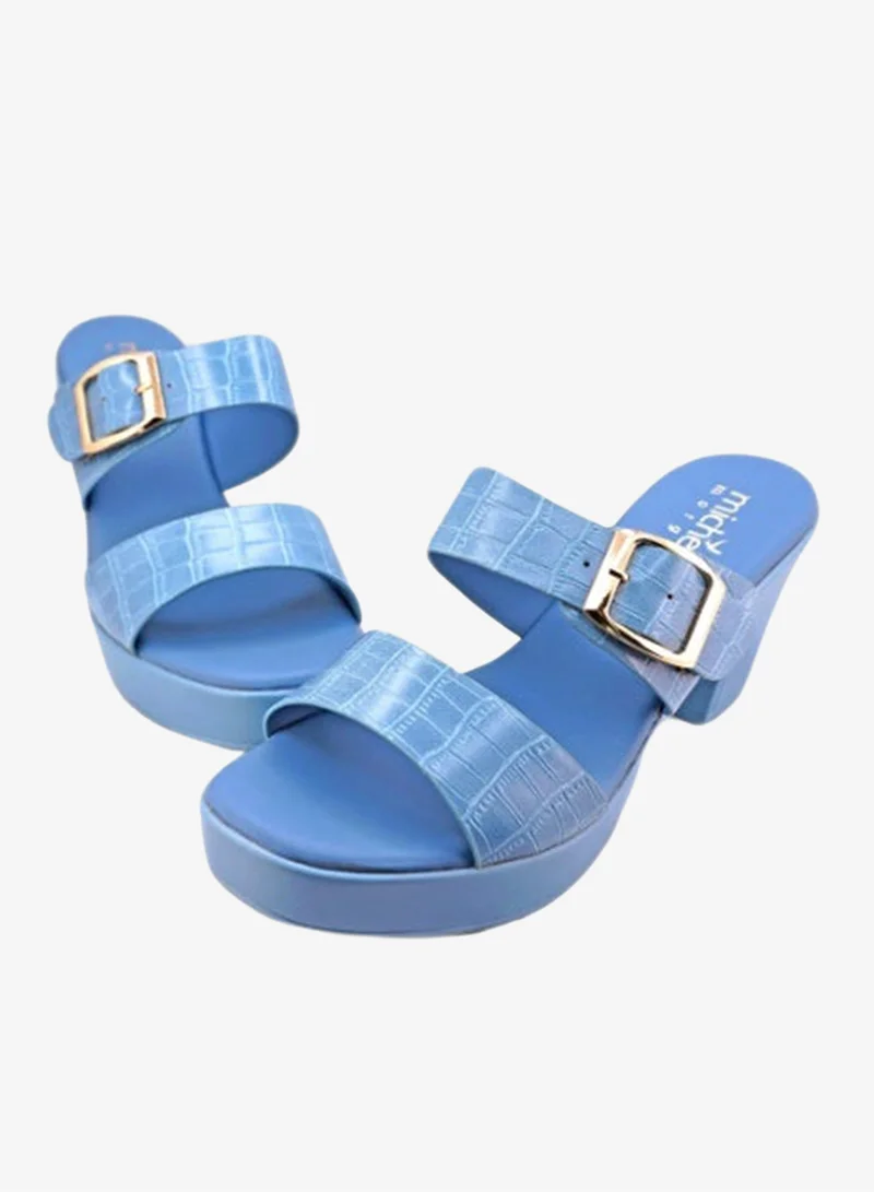 Michelle Morgan Blue 092-2241 Michelle Morgan Ladies Block Heel Sandals 114RJ857 Blue 36 for Women | Best Price UAE