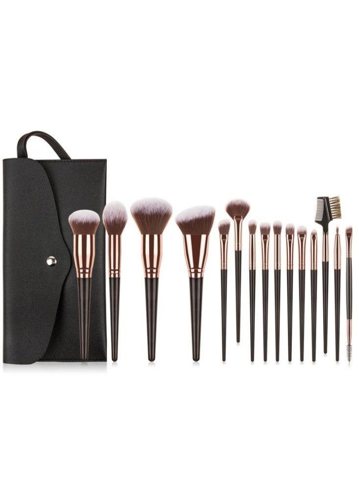 Generic 15-Piece Makeup Brush Set Professional Makeup Brush With Black Case 