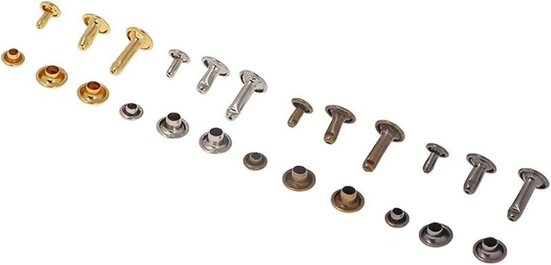 مسامير ربط مزدوجة الغطاء 360 قطعة مسامير معدنية أنبوبية لصنع وإصلاح حقائب الجلد والأثاث - Image 4