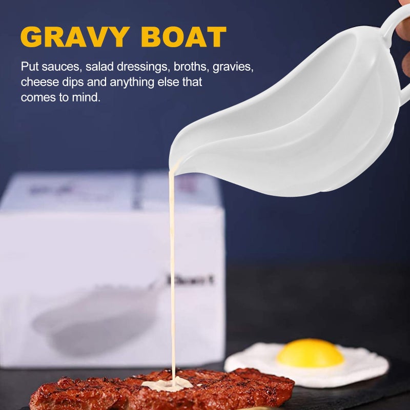 1 Set Gravy Boat Gravy Tomato Sauce Boat Condiment Boat Tray (White) - Image 5