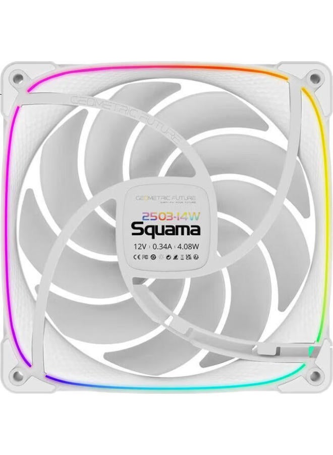 Geometricfuture Dragon Scale 2503W-14Cm Case Fan, Cooling Fan, Argb Light Synchronization, Pwm Speed Control, Smart Daisy-Chain, White, Forward, Single Pack - Image 1