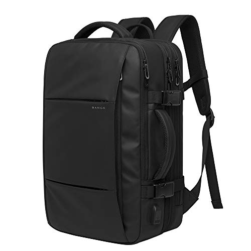 BANGE High Capacity Expandable Water Resistant 15.6 inch Laptop Backpack with USB Charging (Black 35L) - Image 1
