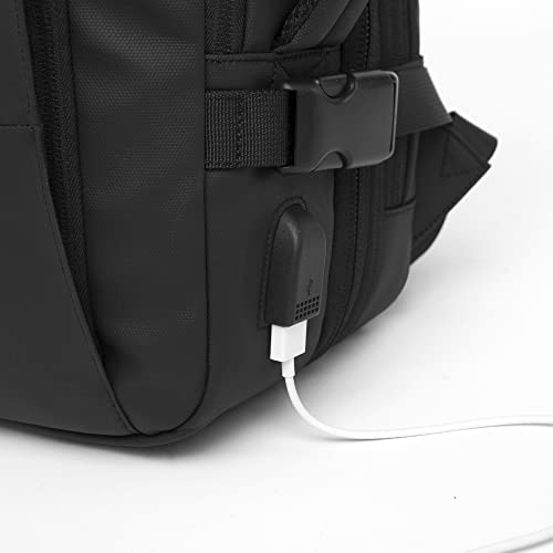 BANGE High Capacity Expandable Water Resistant 15.6 inch Laptop Backpack with USB Charging (Black 35L) - Image 5
