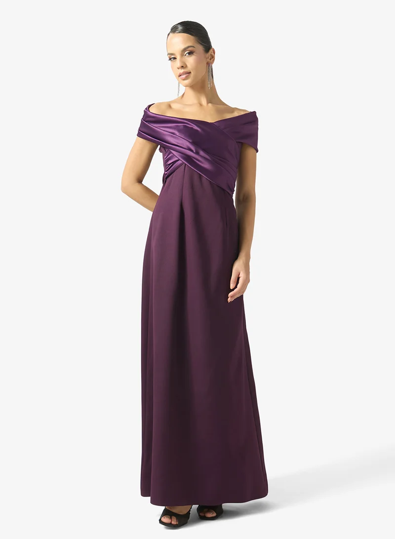 Draped Off Shoulder Ball Gown
