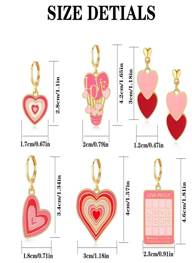 Wullina Heart Earrings for Women 9 Pairs Valentine's Day Earrings Enamel Heart Drop Earrings Valentines Earrings Jewelry Gifts (Heart Earrings) - Image 4