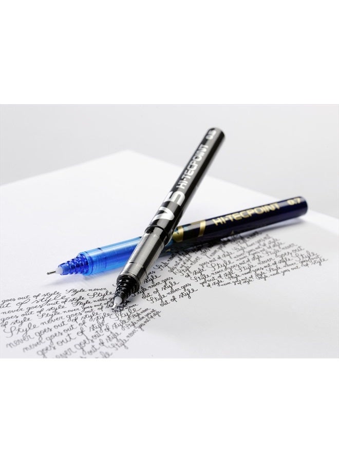 PILOT V5 Hi-Tecpoint Rollerball Pen - Fine 0.5mm Nib Tip - 0.3mm Line Width - Pack of 6 - Black, Blue, Red, Green, Violet & Pink - Image 4