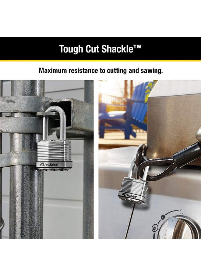 Master Lock Master Lock Silver Magnum Outdoor Padlock with Key, Keyed Alike Gate Locks for Outdoor Fence or Shed with Long Shackle, 4 Pack, M1XQLFCCSEN  - Image 3