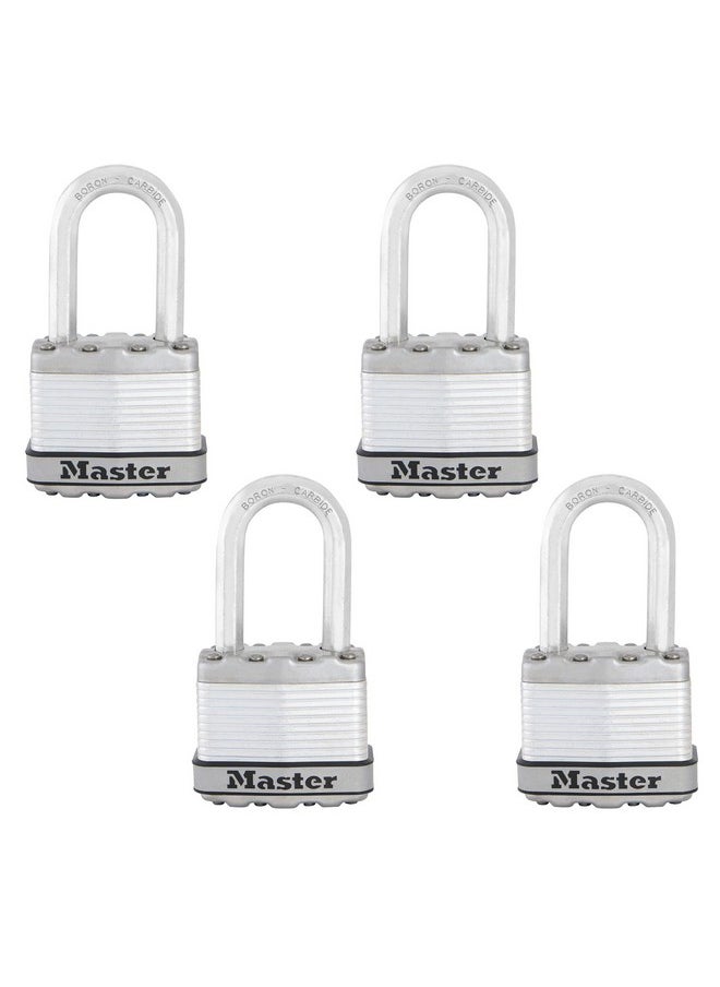 Master Lock Master Lock Silver Magnum Outdoor Padlock with Key, Keyed Alike Gate Locks for Outdoor Fence or Shed with Long Shackle, 4 Pack, M1XQLFCCSEN  - Image 1