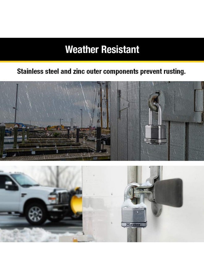 Master Lock Master Lock Silver Magnum Outdoor Padlock with Key, Keyed Alike Gate Locks for Outdoor Fence or Shed with Long Shackle, 4 Pack, M1XQLFCCSEN  - Image 4
