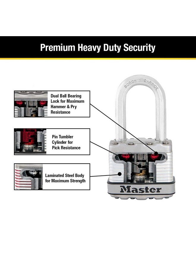 Master Lock Master Lock Silver Magnum Outdoor Padlock with Key, Keyed Alike Gate Locks for Outdoor Fence or Shed with Long Shackle, 4 Pack, M1XQLFCCSEN  - Image 5