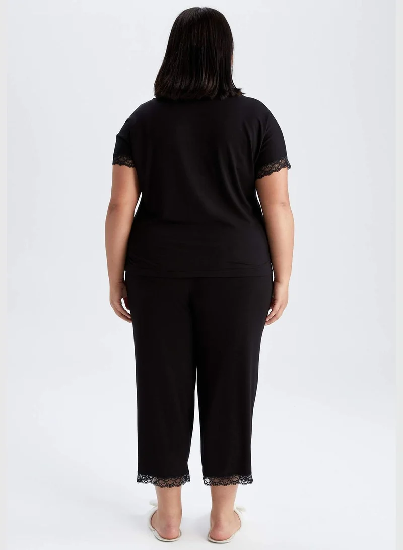 DeFacto Regular Fit V-Neck Short Sleeve Lounge Set