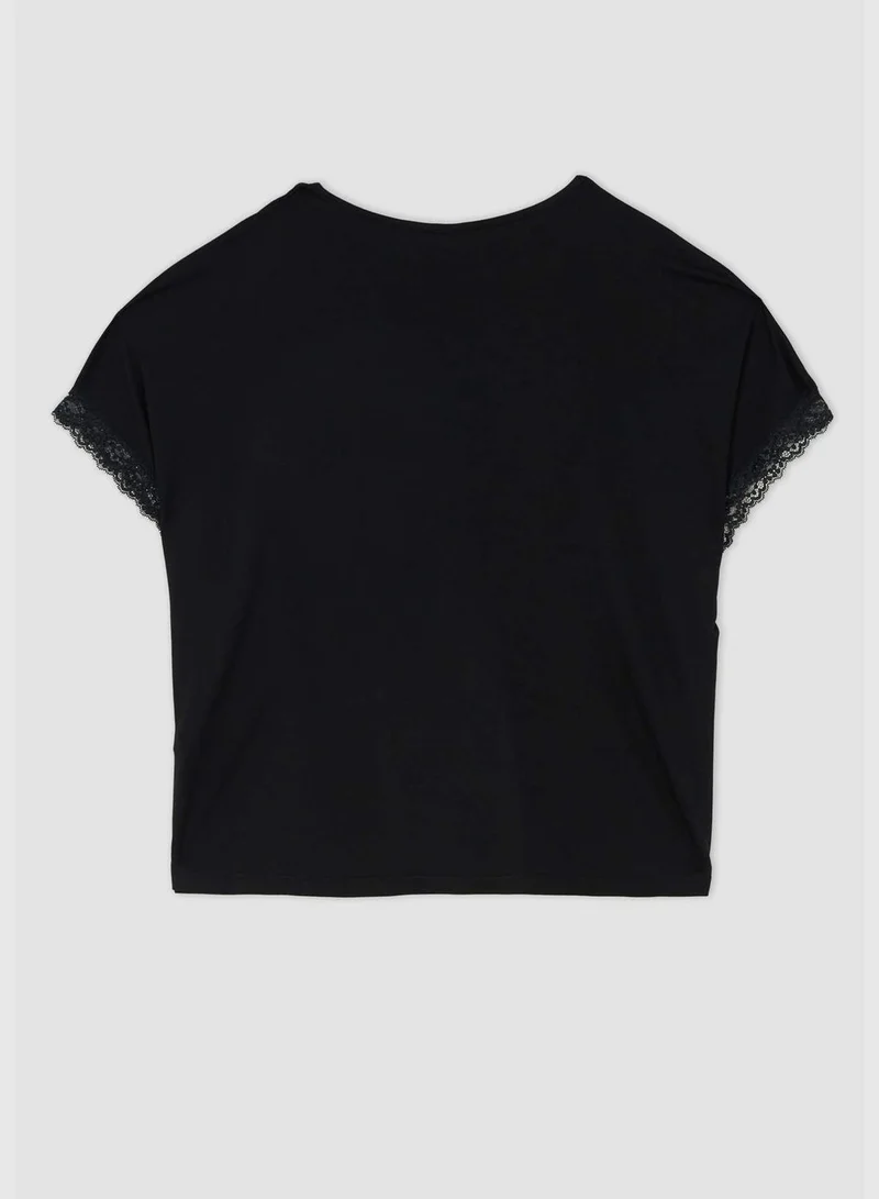 DeFacto Regular Fit V-Neck Short Sleeve Lounge Set